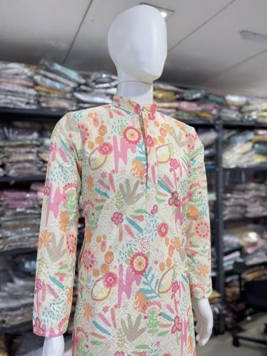 Men Pure Viscose Rayon Sequence Work Digital Print Kurta