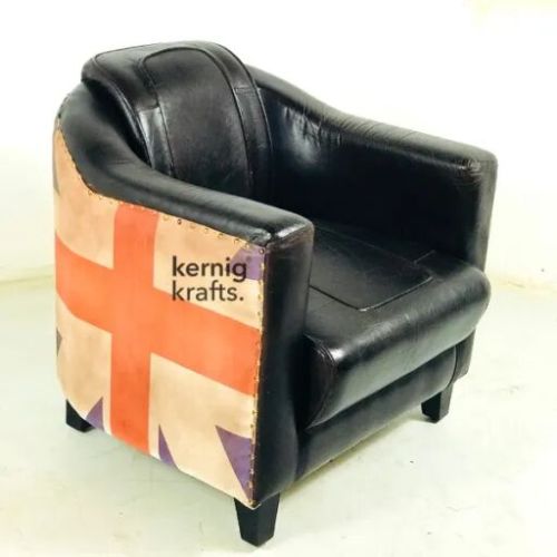 Customisable Back Print Single Seater Canvas Leather Sofa FOR Cafe AND Home