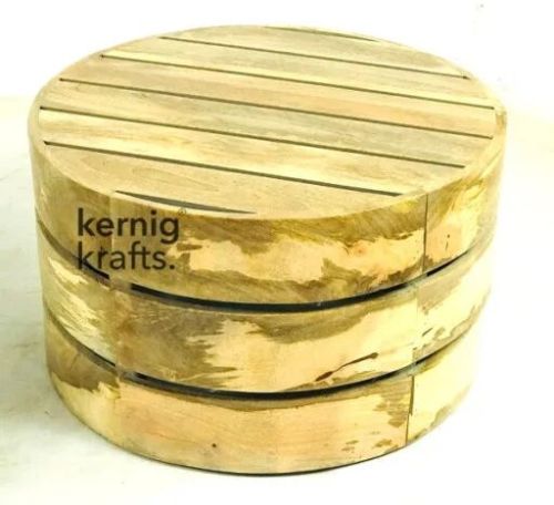 Outdoor Wooden Round Coffee Table IN Natural Mango Finish