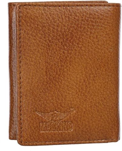 Genuine Leather 3 Fold Wallet, Color : Tan