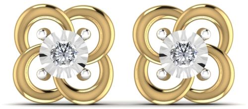0.055 CT Diamond Designer With Flower Shaped Stud Earrings For Ladies