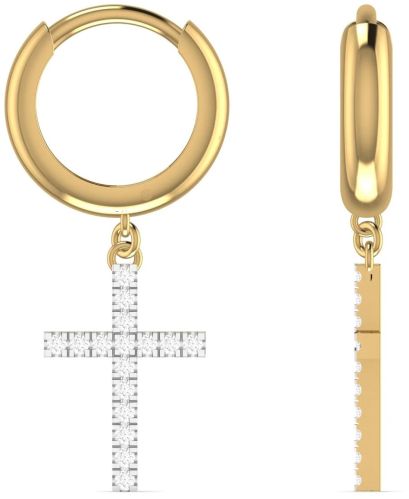 0.22 CT Round Diamond Cross Dangling Earrings For Ladies