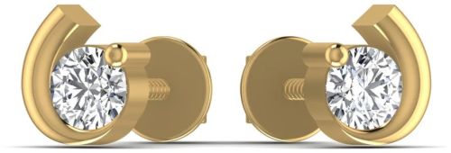 0.50CT Half Circle Solitaire Diamond Stud Earring For Ladies