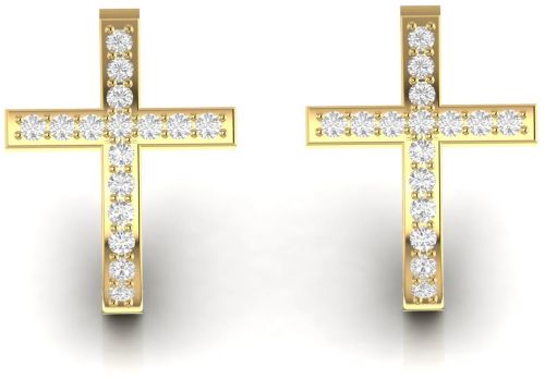 0.57 CT Cross Religions Diamond Huggie Earrings For Ladies