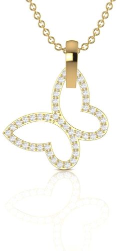 0.96 CT Round Butterfly Design Diamond Pendant