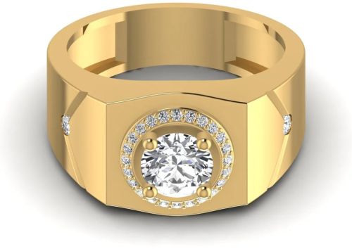 High End 1.05CT Round Solitaire Mens Diamond Ring