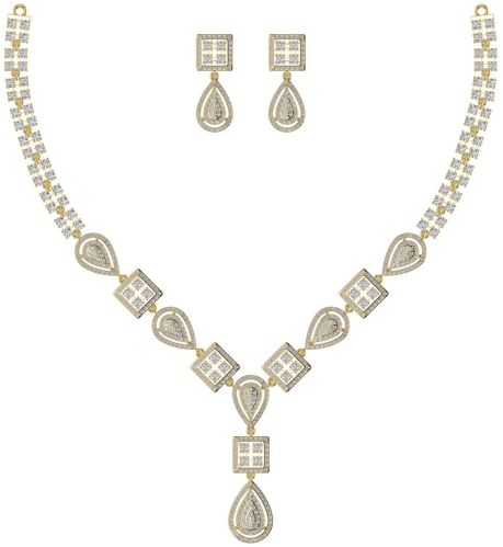 10.73 CT Diamond Charm Womens Necklace With Earrings