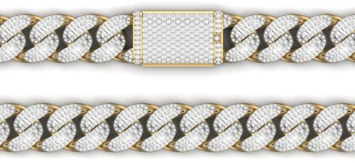 8.87 CT Round and Baguette Hip-Hop Cuban Link Mens Diamond Bracelet