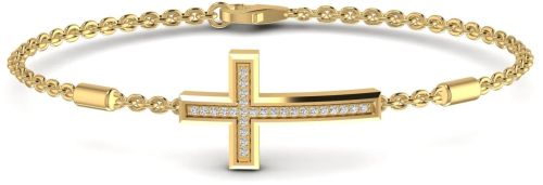 High End Cross Religious Round Diamond Adjustable Bracelet