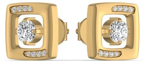 Square Shape Solitaire Natural Diamond Stud Earrings For Ladies