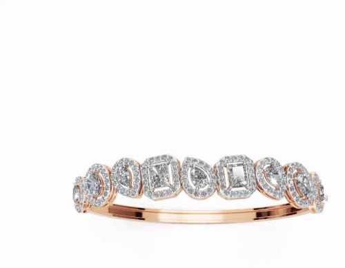 Metal (14 Kt) Women Halo Embellished Diamond Bracelet, Color : Silver