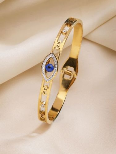 Bohey by Karatcart Gold-Plated Evil Eye Enamel Bangle-Style Bracelet for Women