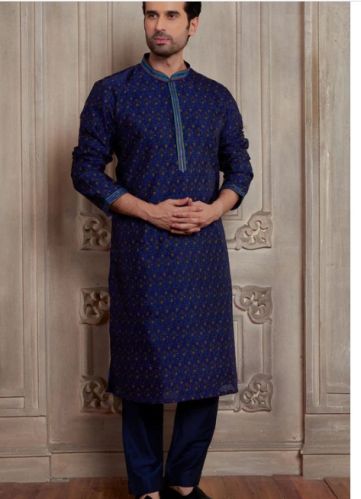 Men Blue Traditional Look Kurta Set