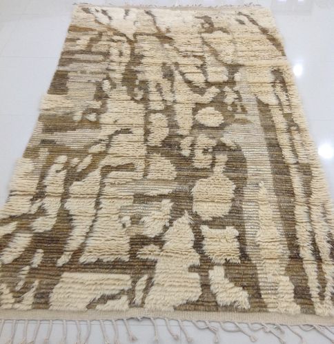 DSH-20-20 Green and Cream Semi Worsted New Zealand Wool Rug