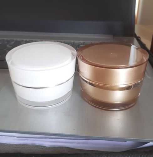 Acrylic Double Wall Jar, Shape : Round for Cosmetics Storage