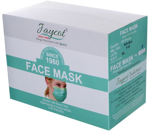 Non Woven 3ply Face Mask, Packaging Type : 100 Pieces Per Box
