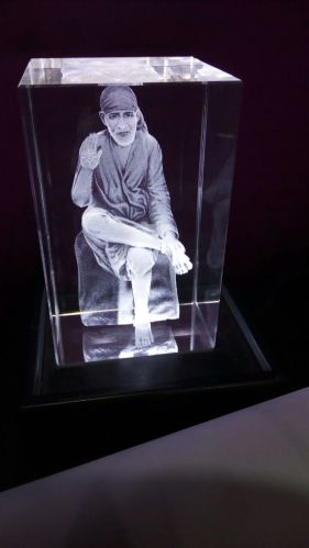 Aadya Crystal 5x5x8 Sai Baba 3d Model Laser Engraving Crystal Cube