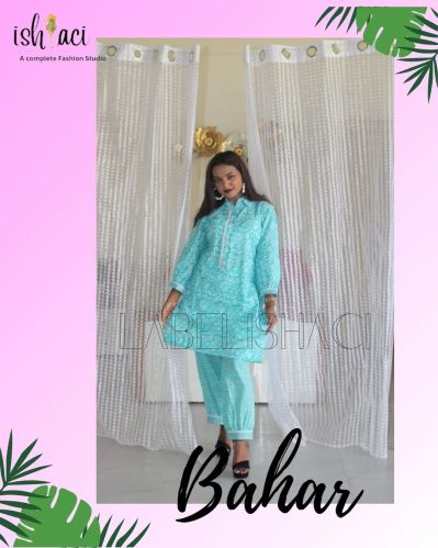 Cyan Green Cotton Co Ord Set