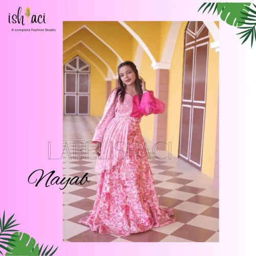 Georget+tissue Women Multicolor Heavy Lehenga