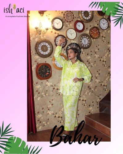 Cotton Women Parrot Green Co Ord Set