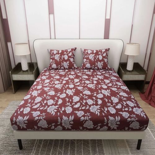 Printed Flower Design Bedsheet With Pillow Covers