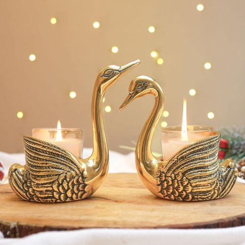 Printed Decorative Metal Candle Holder, Color : Gold, Gold