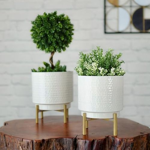Non Polished Iron Hammered Metal Indoor Planter