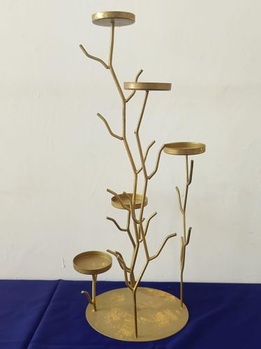 Polished Metal 5 Layer Candle Stand, Color : Silver, Golden