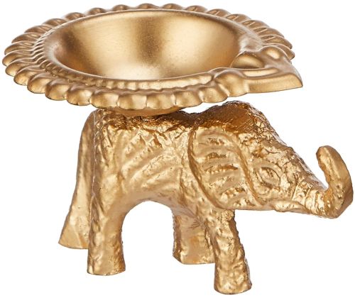 Modren Polished Metal Elephant Candle Holder, Color : Silver, Golden