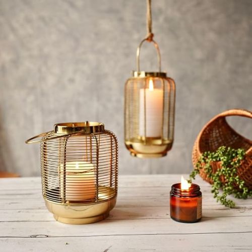 Metal Lantern, Color : Black, Grey, Grey-black, Gold