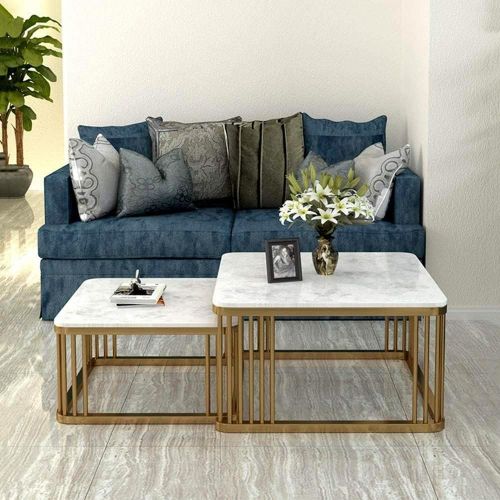 Polished Metal Legs Coffee Table, Color : Gold