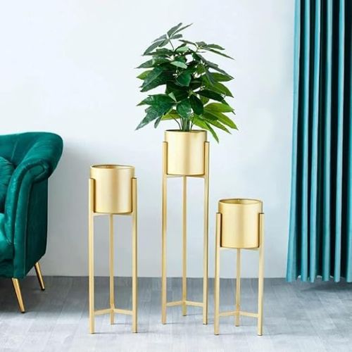 Polished Metal Plant Stand, Color : Grey, Black, Gold