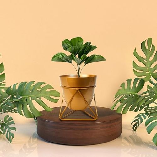 Polished Metal Stand | Pots for Plants,, Color : Brown, Gold