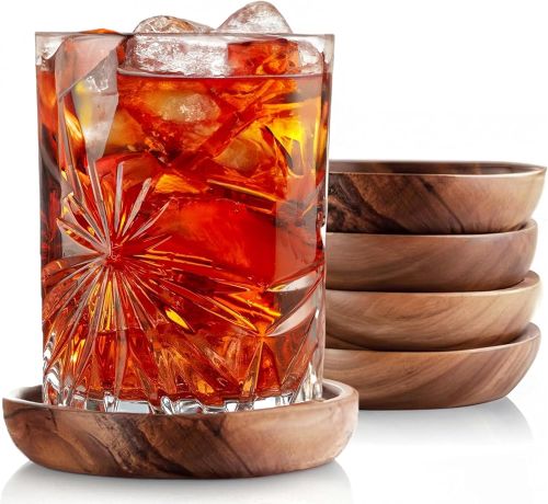 Coated Wooden Coffee Coaster, Color : Brown, Broun