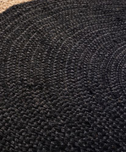 Plain Black Jute Rug Modern for Indoor