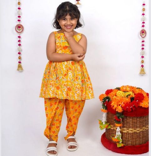 Vastrarth Printed Cotton Girls Sunshine Glow Salwar Suits
