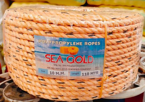 Sea Gold Double Twist Plain 10mm Orange Polypropylene Rope