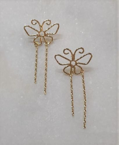 Gold Plated Brass Earrings Antique