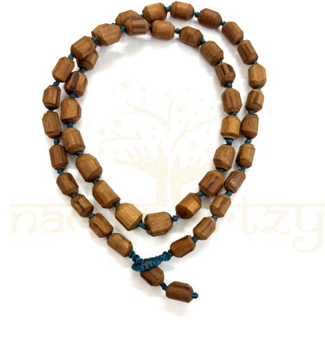 Hand-Knotted 54 Light Rustic Tulsi Wood Neck-Bead Mala-Necklace