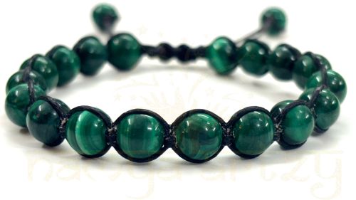 Two-Sided Hand-Knotted, Natural & High Grade 8mm Malachite Healing Fashion Macrame Bracelet