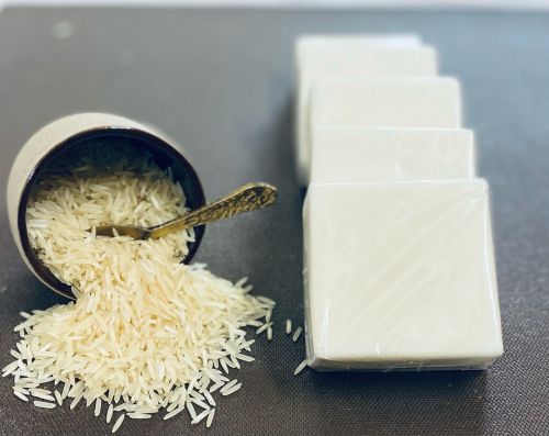 Organic Handmade Rice Scrub Soap, Color : White, Form : Solid