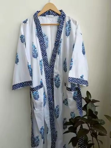 Solid Women Cotton Long Kimono Bath Robe, Color : Assorted
