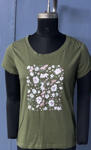 100% Cotton Green Knitted Top, Sleeve Style : Half Sleeve