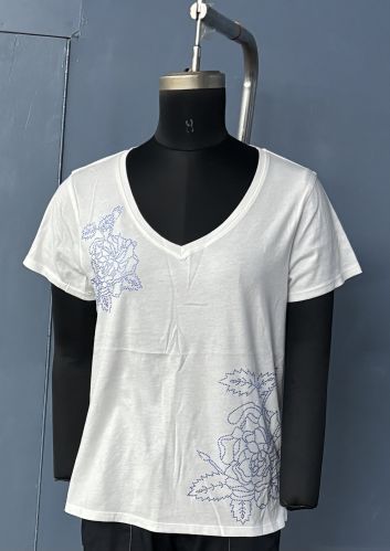 Cotton Knitted Stretchable Embroidery Top
