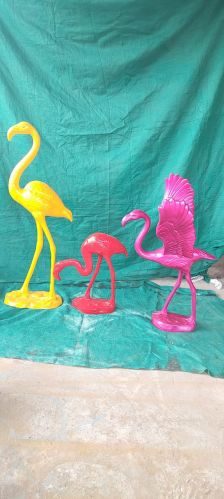 Fiber Flamingo Bird Sculpture, Color : Multicolor for Home Decor
