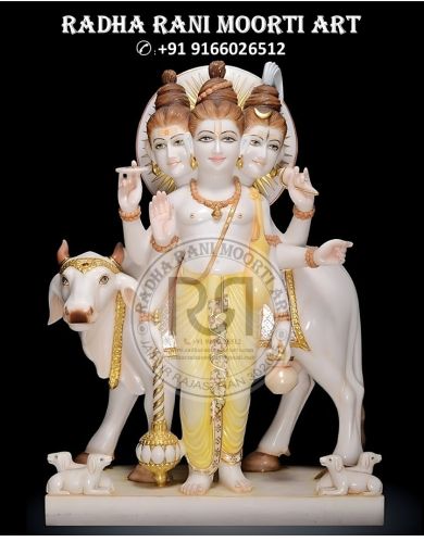 Painted Polished Dattatraya Marble Moorti, Color : Multi Color