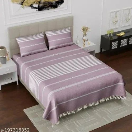 Pure Cotton Handloom Stripe Print Bed Sheet Set