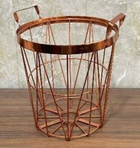Iron Copper Plated Wire Basket, Shape : Round, Technics : Hand Made