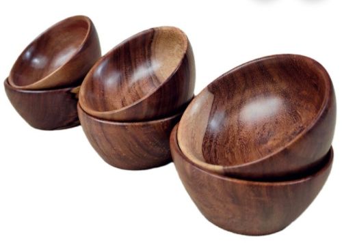Wooden Small 6 Bowl Set, Color : Brown