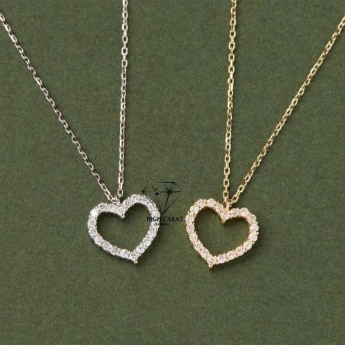 Heart Shape Round Cut Diamond Cluster Dainty Pendant